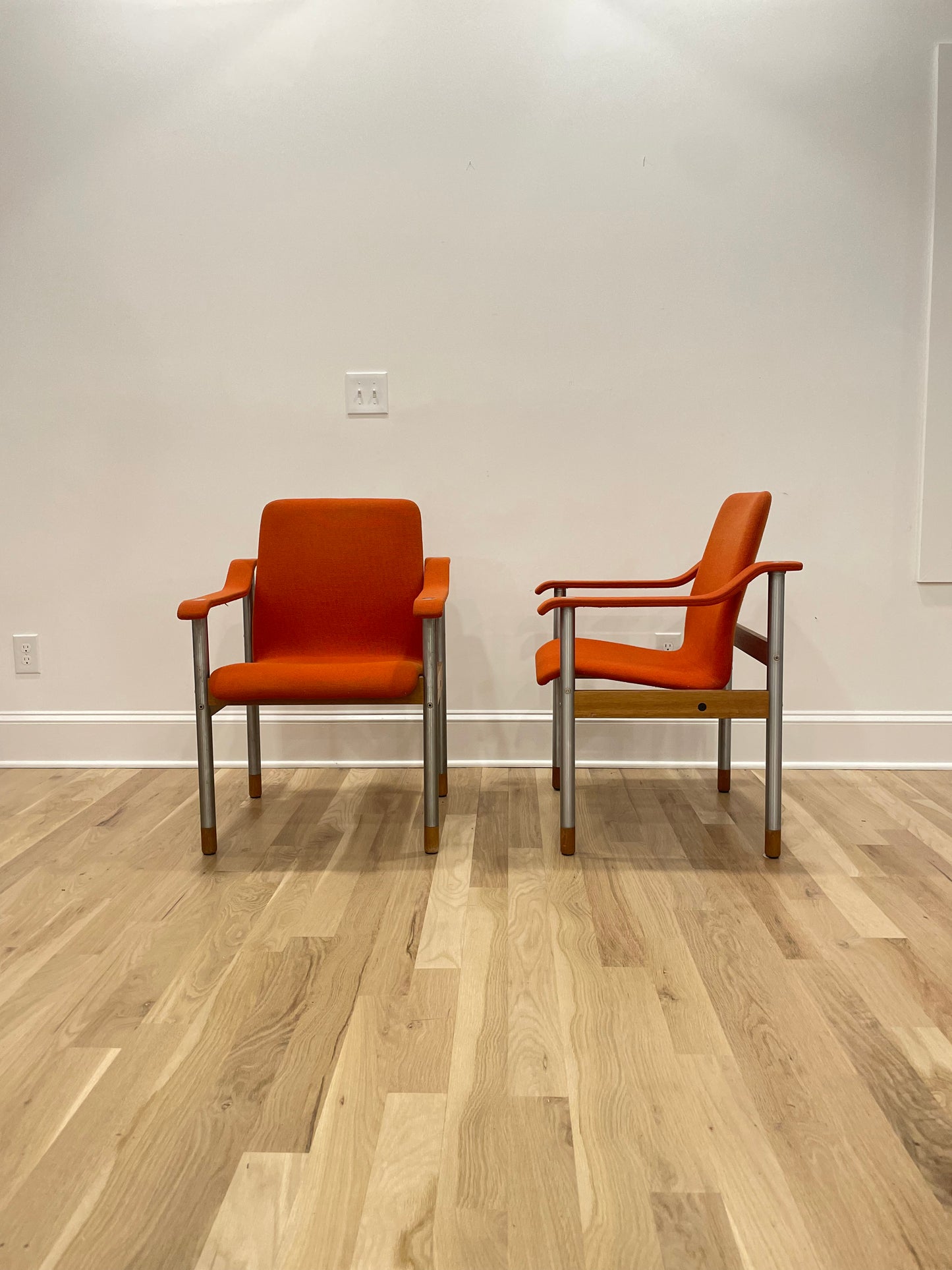 Dyrlund chrome and teak chairs