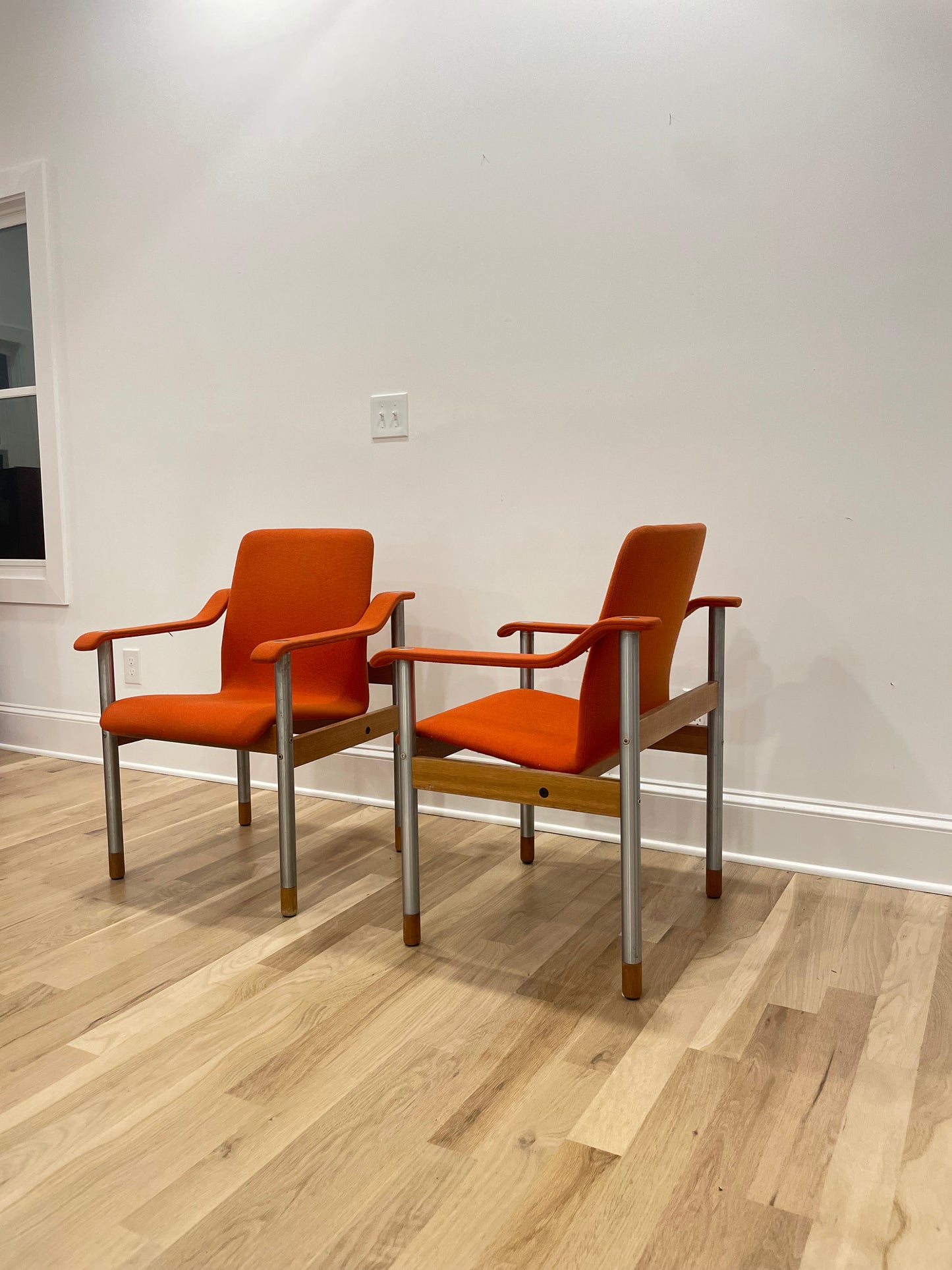 Dyrlund chrome and teak chairs