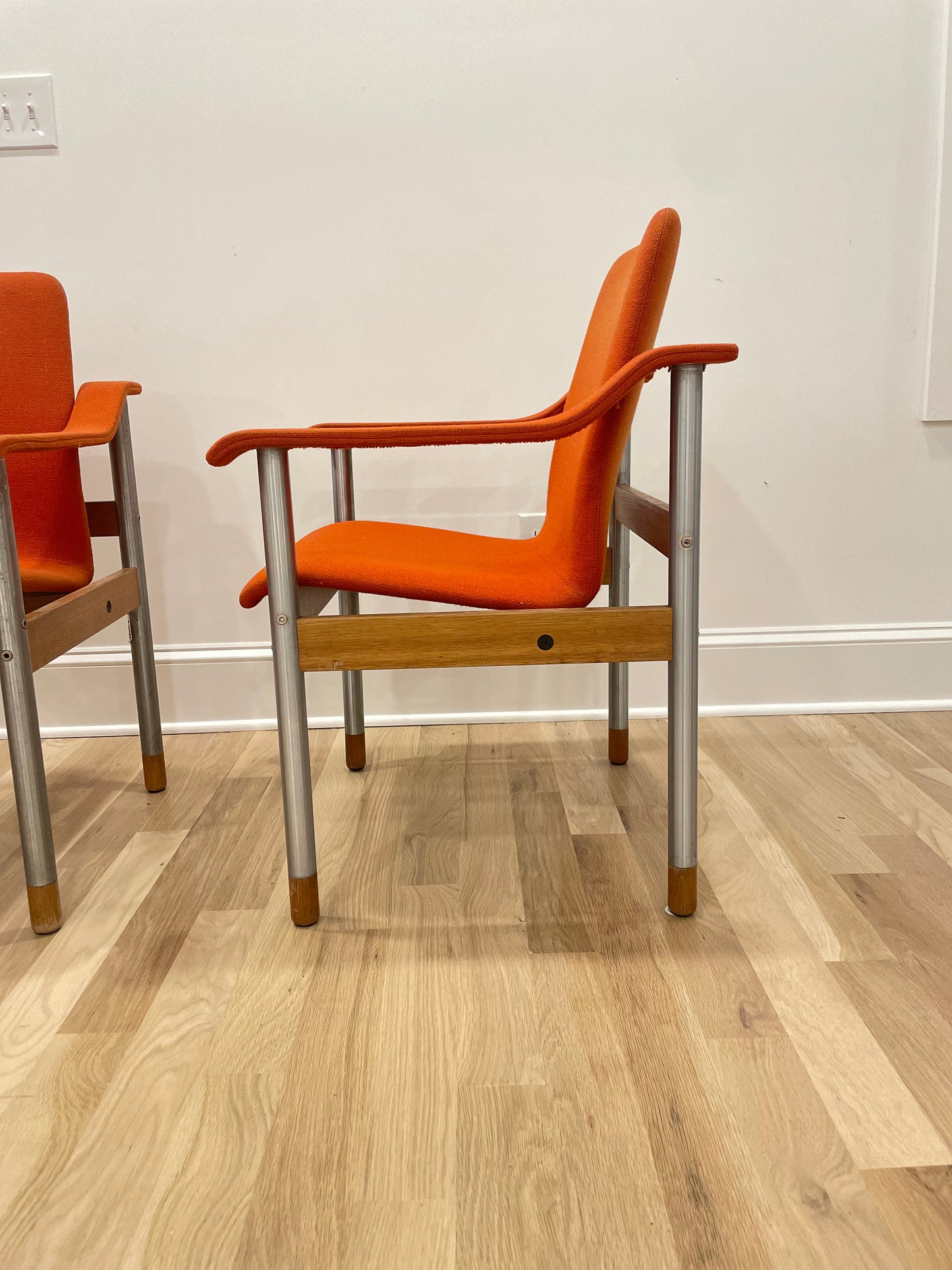 Dyrlund chrome and teak chairs